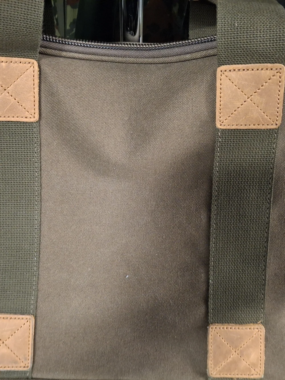 Cabela's Brown Leather & Olive Canvas Messenger Bag